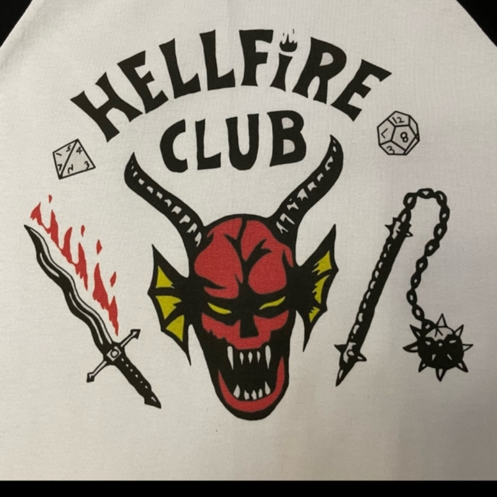 Stranger Things Hellfire Raglan Tshirt (Unisex Si… - image 3